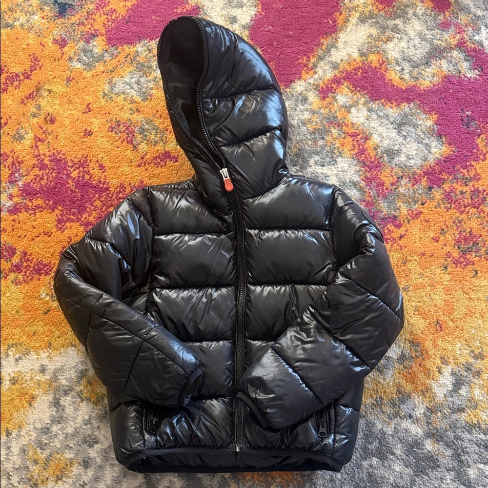 SAVE THE DUCK Kids Black Puffer Jacket with Hood